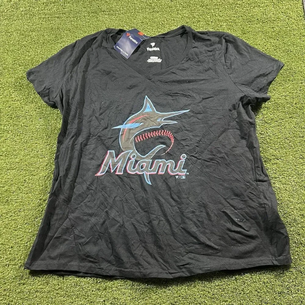 NWT Miami Marlins Fanatics Black Short Sleeve T-Shirt Men XL